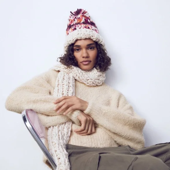 Zara | Accessories | Zara Knit Scarf With Fringes Knit  display picture 3